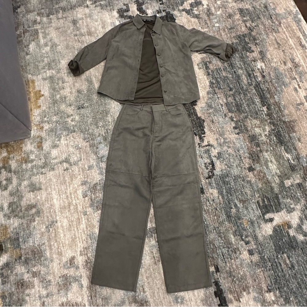 Zara Suede Jacket and Pants Set
